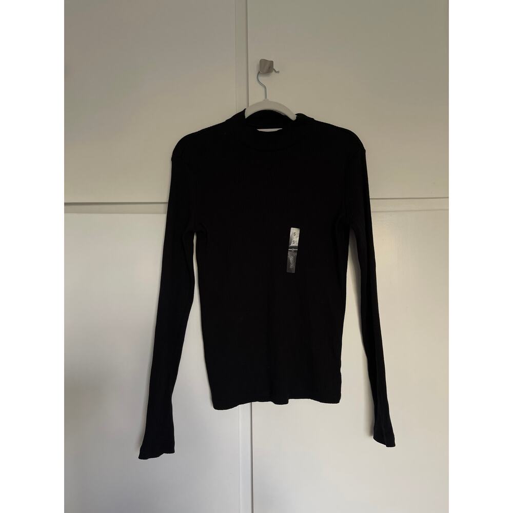 Uniqlo — Black Ribbed High Neck T-Shirt Long Sleeve — Women's Size Small NWT NEW - Picture 4 of 16